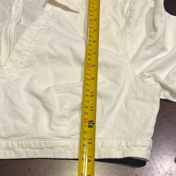 Women's Cream V-Neck Crop Top with Collar - Picture 8 of 12